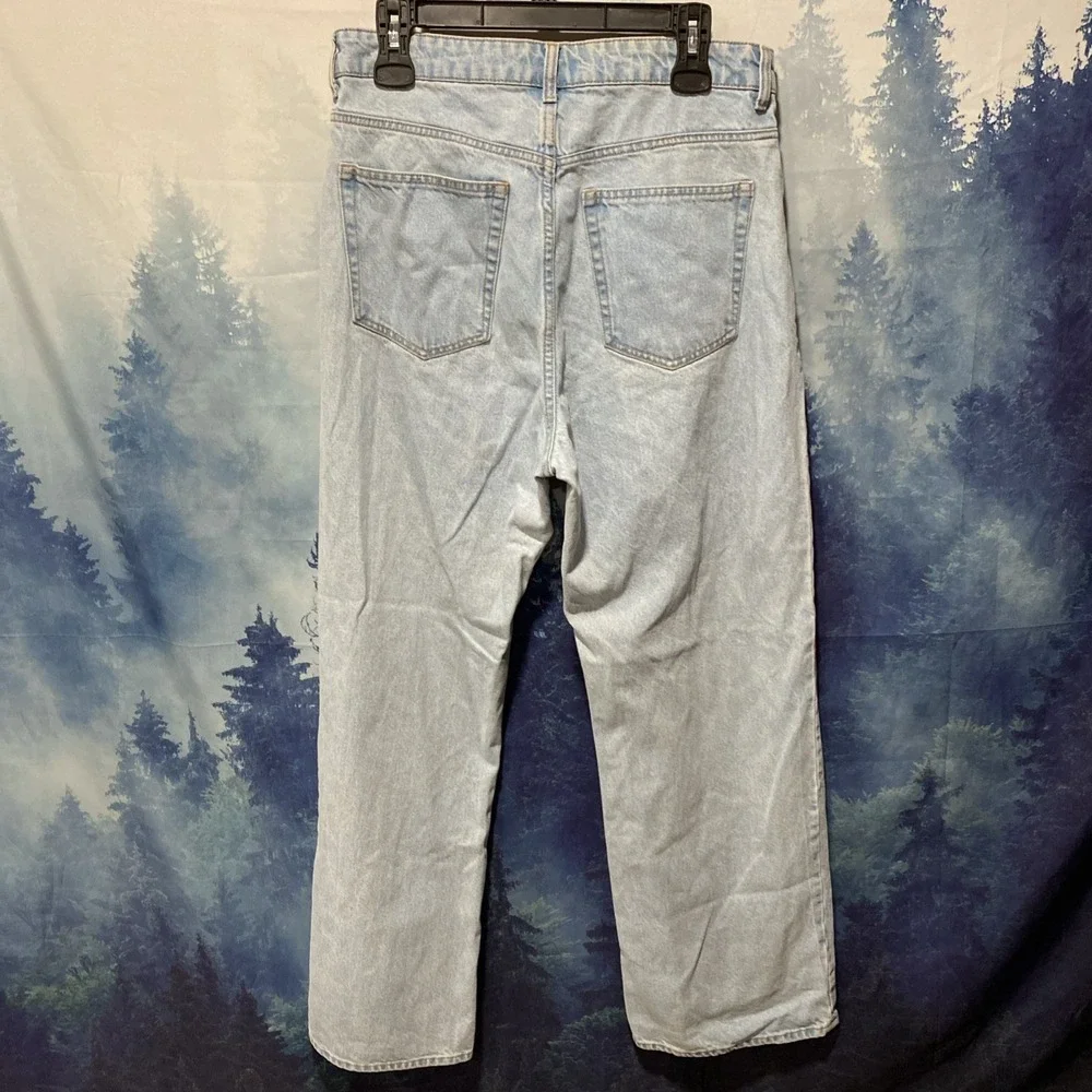 H&M Straight Jeans Light Blue Denim Button Zip 5-Pocket Women SZ 10